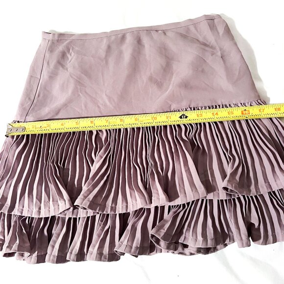 BCBGMAXAZRIA Ruffle NIMA Mini Pleated Flirty Skate Skirt Size 0 Hazelnut - Picture 8 of 12